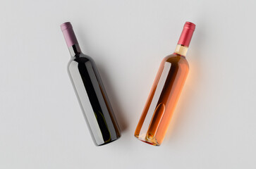 Red, and rose wine bottle mockup
