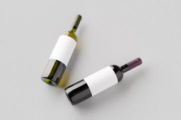 Red and white wine bottle mockup