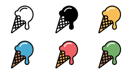 Vector art of assortment of ice cream cones in different colors and styles