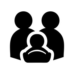Minimalist family vector illustration depicting a mother, father, and child together