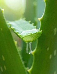 Close-up of aloe vera leaf with water droplet