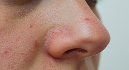 Close-Up of Severe Facial Skin Inflammation and Redness 