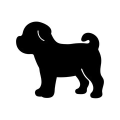 Stylized Shar Pei Dog Silhouette Standing Profile View on White Background