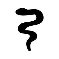 Abstract Black Silhouette Depiction of a Coiled Snake on a White Background