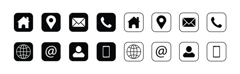 black Web icon set. Contact icons set vector illustration. 