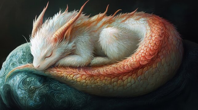 Fantasy dragon sleeping peacefully