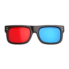 Fototapeta premium Classic red and blue anaglyph 3d glasses for viewing stereoscopic movies and images isolated on transparent background
