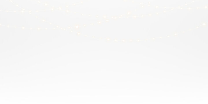 Luminous golden string lights PNG overlay designed for creating warm holiday vibes on a transparent background