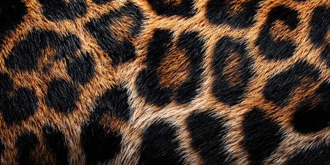 Naklejka premium Close-up of leopard fur showing detailed natural pattern and texture - AI generated