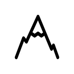 Illustration of a simple mountain range with jagged peaks and a minimalist design in black and white color scheme
