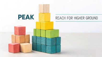 Obraz premium Stacked wooden colorful blocks forming a pyramid structure