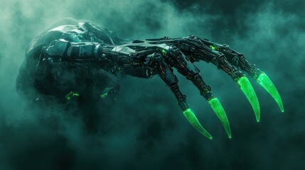 Mechanical hand with glowing claws