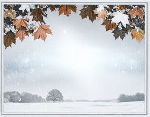 初雪と落ち葉に包まれた冬の入り口を連想するフレーム