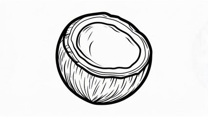 Half Coconut Illustration - Tropical Fruit, Healthy Eating, and Exotic Flavor.