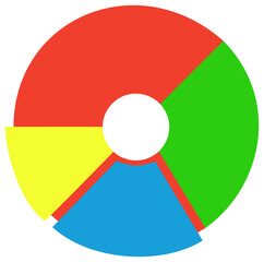 Donut pie chart 4 parts. Editable color vector