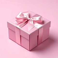 Pink gift box with satin ribbon bow (1)
