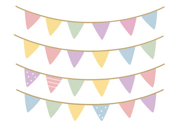 Colorful pastel bunting flags for festive decor