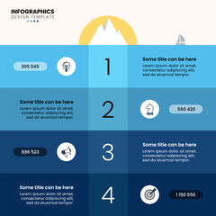 Infographic template. Iceberg with 4 steps and icons