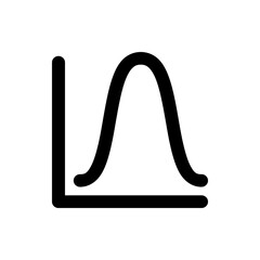 Illustration of a bell curve graph with a vertical line and a horizontal line in black and white style