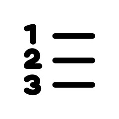 Illustration showing a numbered list with numbers one two and three and horizontal lines in black color