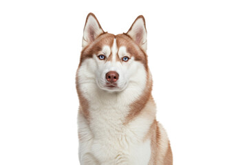 Isolated Portrait of a beautiful Siberian Husky dog with tan fur and brilliant blue eyes