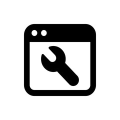 Application window with two circles and a wrench icon indicating settings or maintenance mode displayed inside