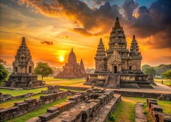 Fototapeta premium Ancient temple ruins at sunset