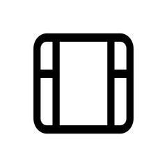 Illustration of a symmetrical black shape resembling a stylized frame with rounded corners and horizontal bars