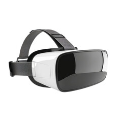 Virtual reality headset with head strap and black visor isolated on Transparent Background
