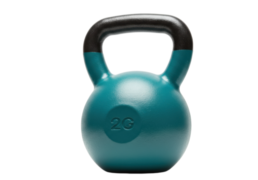 Isolated turquoise kettlebell weight exercise strength training equipment fitness gym at home