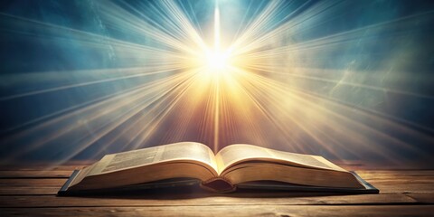 Illuminated Bible with rays of light