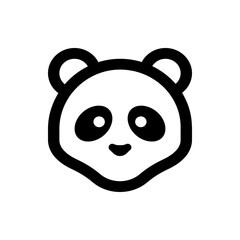 Illustration of a panda head with round ears and black patches around the eyes in a simple vector style