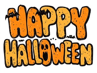Transparent Background Halloween Sublimation Design Asset, Cartoon Font HD Vector Art Orange Yellow Color Clip Art