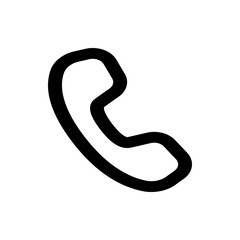 Fototapeta premium Black and white vector illustration of a telephone receiver icon with a thick outline on a white background