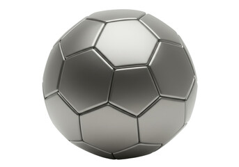 Fototapeta premium Isolated soccer ball, polygonal metal sphere, 3D rendered, polished silver look, geometry
