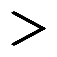 A simple black chevron pointing to the right on a white background with rounded edges and clean lines design