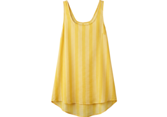 Isolated yellow striped tank top, women's sleeveless blouse for summer fashion apparel, shirt