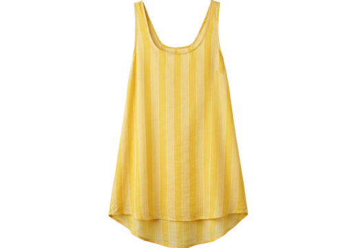 Isolated yellow striped tank top, women's sleeveless blouse for summer fashion apparel, shirt