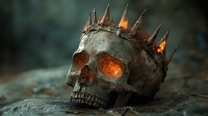 Skull with crown and glowing eyes