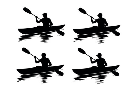 Kayaking Adventure Silhouette of a Person Paddling a Kayak on Reflective Water