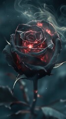 Mystical black rose with glowing core