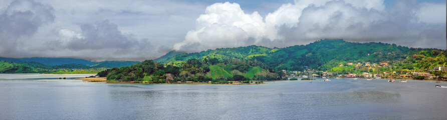 Panoramic view of the resort town of Savusavu on the island of Vanua Levu, Fiji