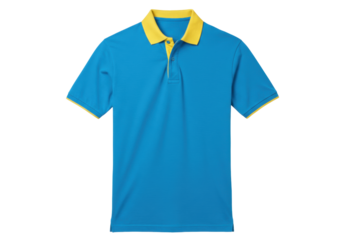 Isolated polo shirt for casual wear or uniform with yellow collar trim and short sleeves