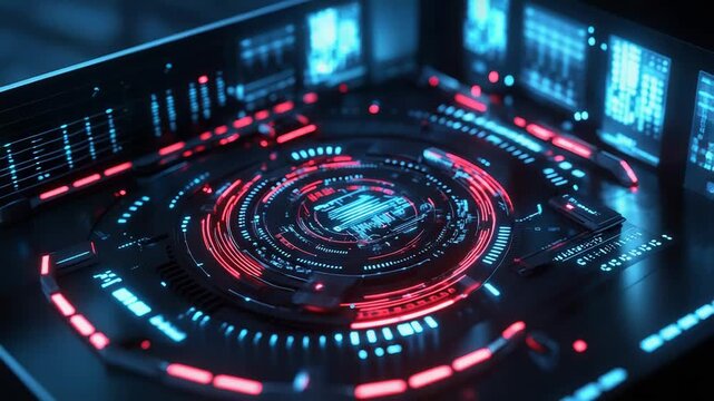 Analyzing data on futuristic circuit board dashboard interface - Powered by Adobe