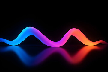 Abstract Glowing Gradient Wave Reflecting on Dark Surface