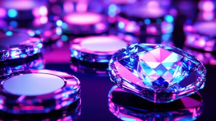 Diamonds and gemstones in neon lighting