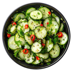 Fresh Cucumber Salad with Herbs and Chili for a Healthy, Refreshing Side Dish on transparent background