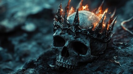 Skull with a crown of flames
