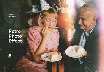 Retro Film Photo Effect Mockup