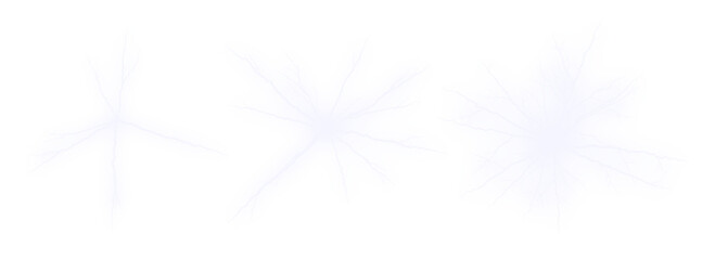 Obraz premium Three clusters of white feathers, each radiating outwards in a starburst pattern, isolated on transparent background isolated on transparent background